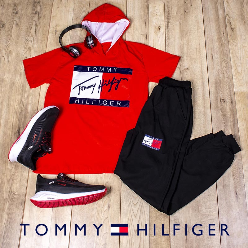 ست تیشرت و شلوار کلاهدار tommy مدل Hilfiger