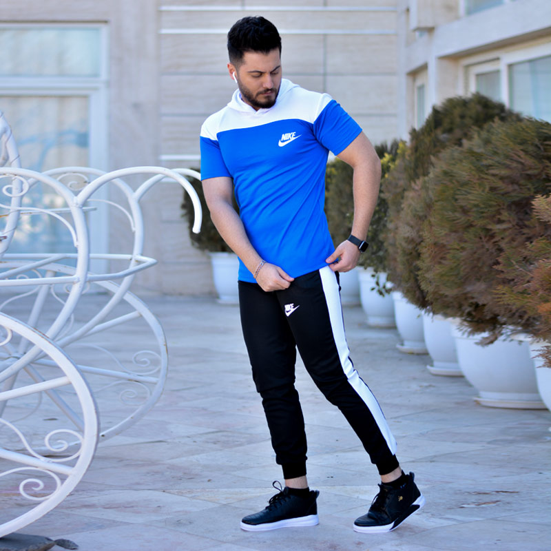 تیشرت و شلوار کلاهدار NIKE مدل Fidar (آبی)